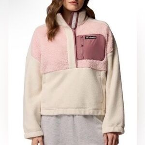 Columbia Lodge Sherpa Pullover in Chalk Dusty Pink New Medium